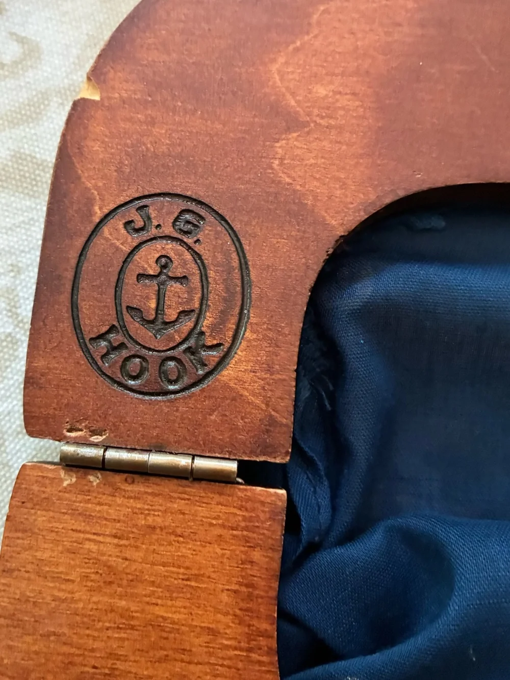 J.G. Hook Bermuda Bag Wood Handles Gold Anchor Buttons Pink Corduroy Cover